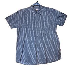 Patagonia Go-To Mens L Navy Geometric Print Organic Cotton Short Sleeve Shirt
